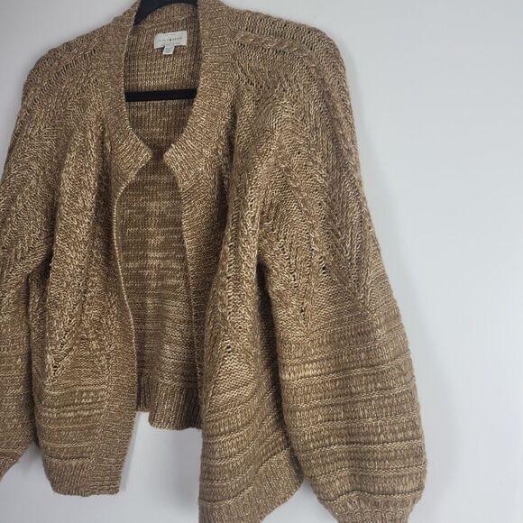 Lucky Brand Open Front Sweater XS Womens Long Sleeve Brown Chunky Knit Top - Picture 2 of 10